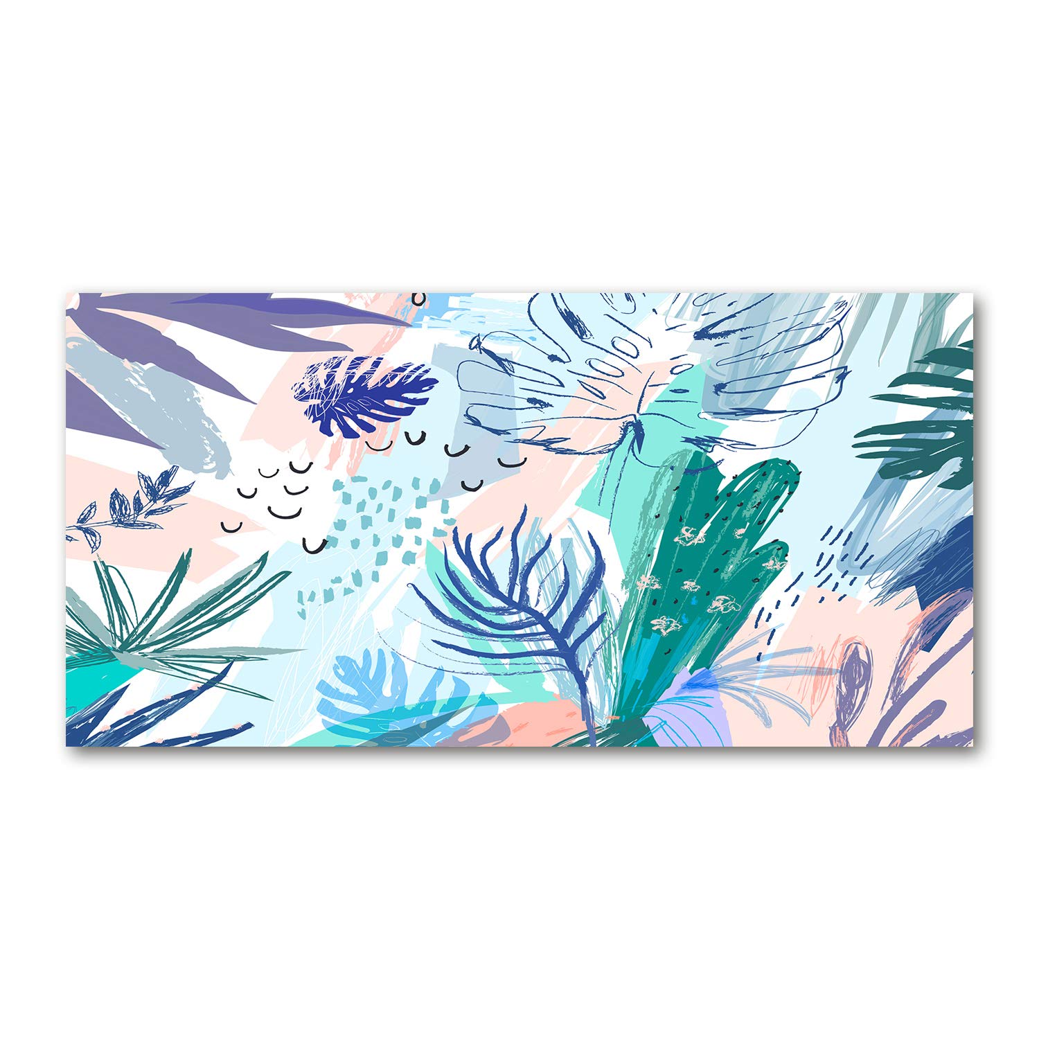 Impression sur verre feuilles tropicales pour salon moderne
