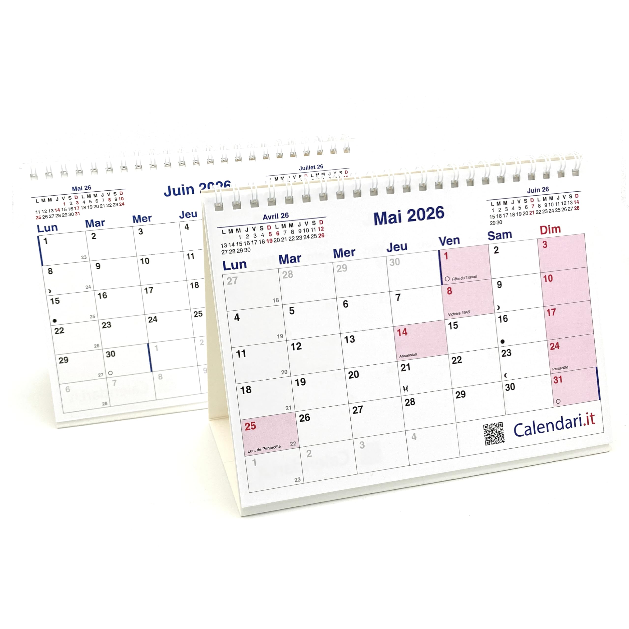 Calendrier 2026 de bureau 20x15 cm à boîtes pour la maison de bureau et de travail