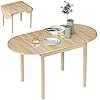 HOMCOM 55" Solid Wood Kitchen Table for 4-6 People, Oval Drop Leaf Tables for Small Spaces, Folding Dining Table, Natural