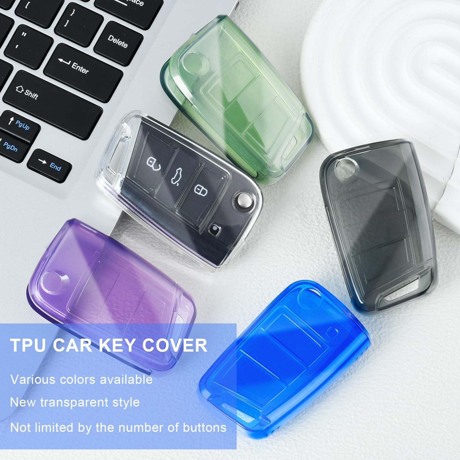 OFFCURVE Car Key Cover Car Key Case Key Fob Cover Car Key Protector 3 buttons Suitable for VW Volkswagen Golf 7 Variant Polo Tiguan Seat Leon Cupra Skoda Octavia Superb(Transparent) - Image 3