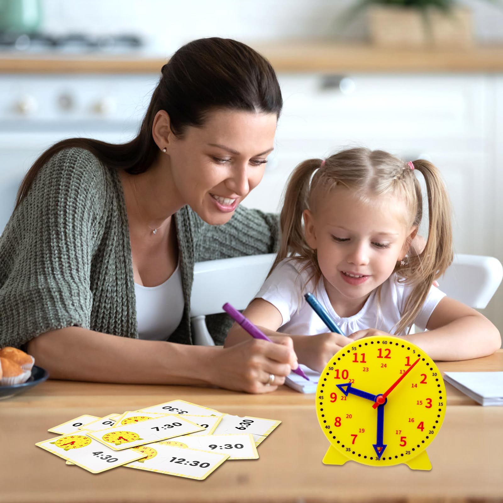APOMOONS Orologio Educativo, Giocattolo per Lapprendimento con Lancette delle Ore E dei Minuti,Orologio Didattico per Imparare A Leggere L'Ora per Ragazzi,Ragazze