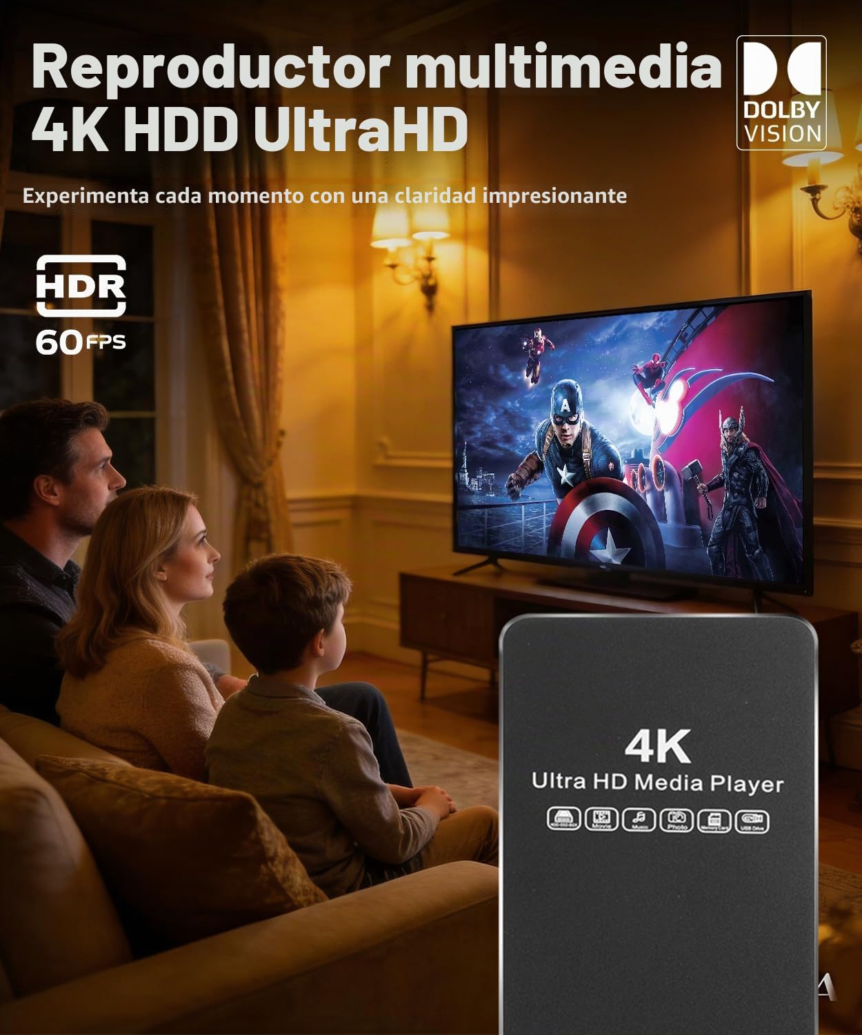 ZUMKUNM Reproductor multimedia offline 4K @60Hz con carcasa SATA HDD/SSD de 2,5", reproductor de señalización digital con reproducción automática, bucle infinito y función de reanudación, USB, microSD