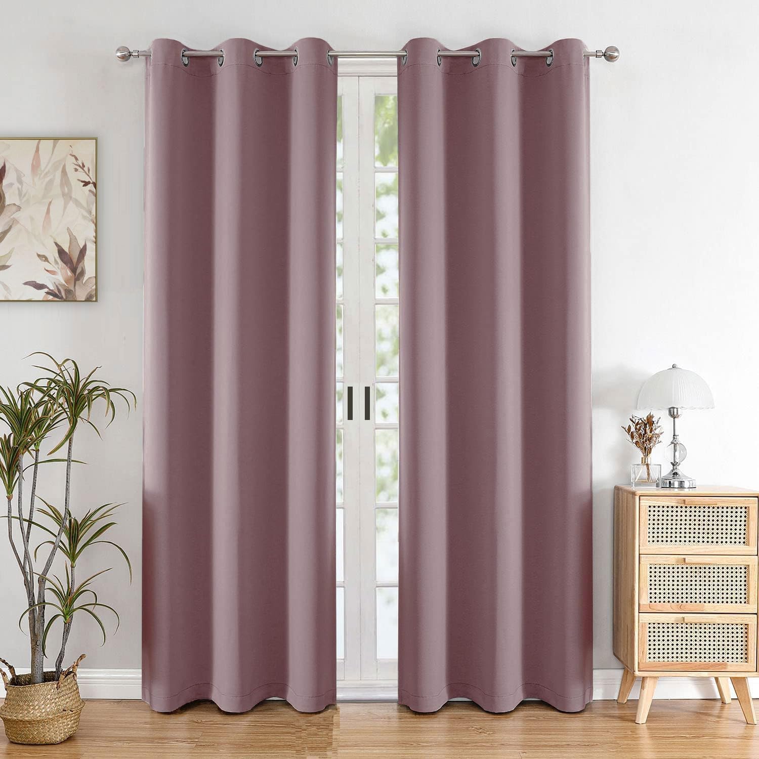 HOMEMONDE 7 Feet Solid Curtain for Door - Noise Reduced and Fade Resistant Blackout Curtains, 75% Room Darkening Drapes for Living Room, Bedroom Single Pcs, (Lavender, 213 x 118 CM)