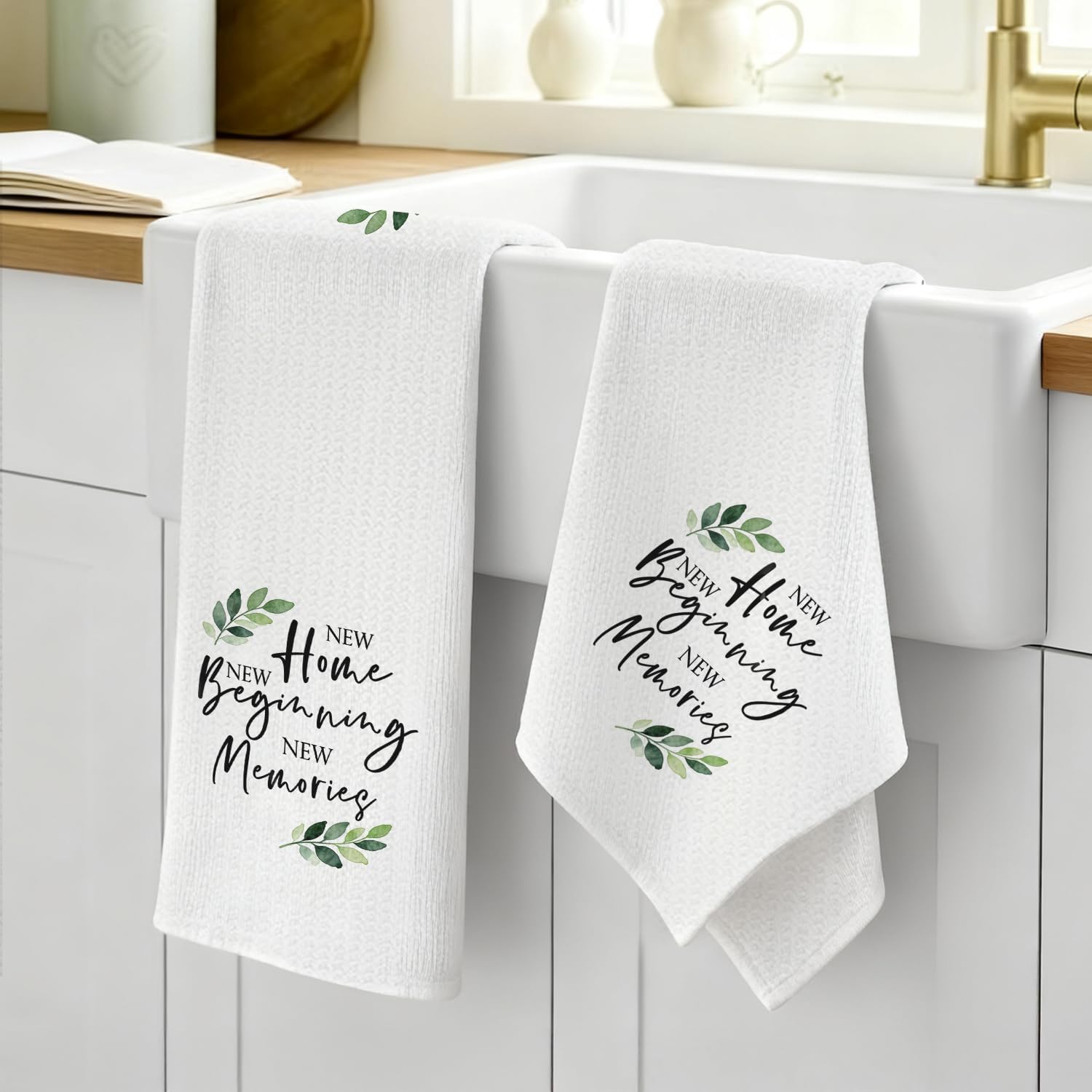 House Warming Gifts New Home Kitchen Dish Towels, Housewarming Gifts for Women Men, New Home Beginning Memories Decorative Hand Tea Towels for Kitchen Bathroom, 16x24 Inch image 4