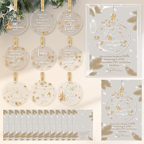 Thyle 30 Sets Christmas Tree Christian Ornaments Gold Foil Acrylic