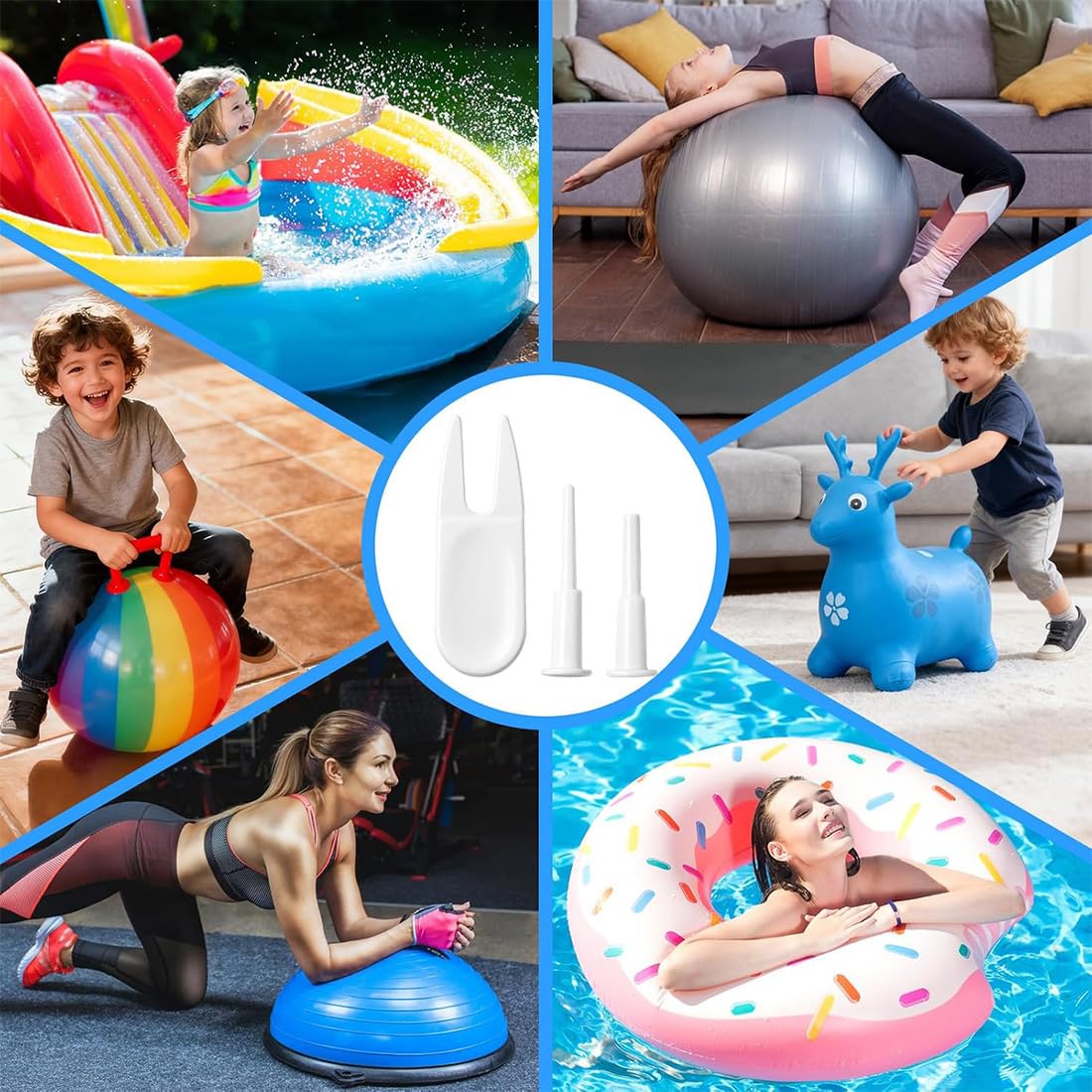 10 Pièces Bouchon d'air Yoga, Kit de Remplacement de Bouchon de Ballon d'exercice pour Yoga, Yoga ballon Air Bouchon, Tige de Prise de Rechange, avec 1 Outil Amovible