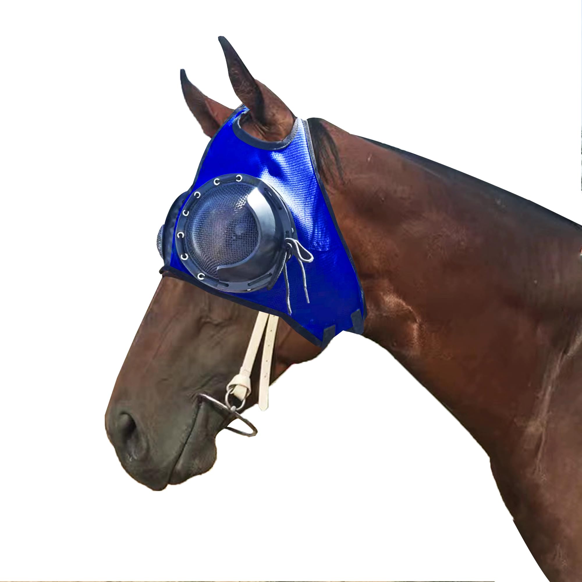 Horse Racing Goggles, Eye Cover with Detachable Half Cover for Sand Protection,blinkers for Horses,Fly Control Mask,Horse Blinders (Blue)
