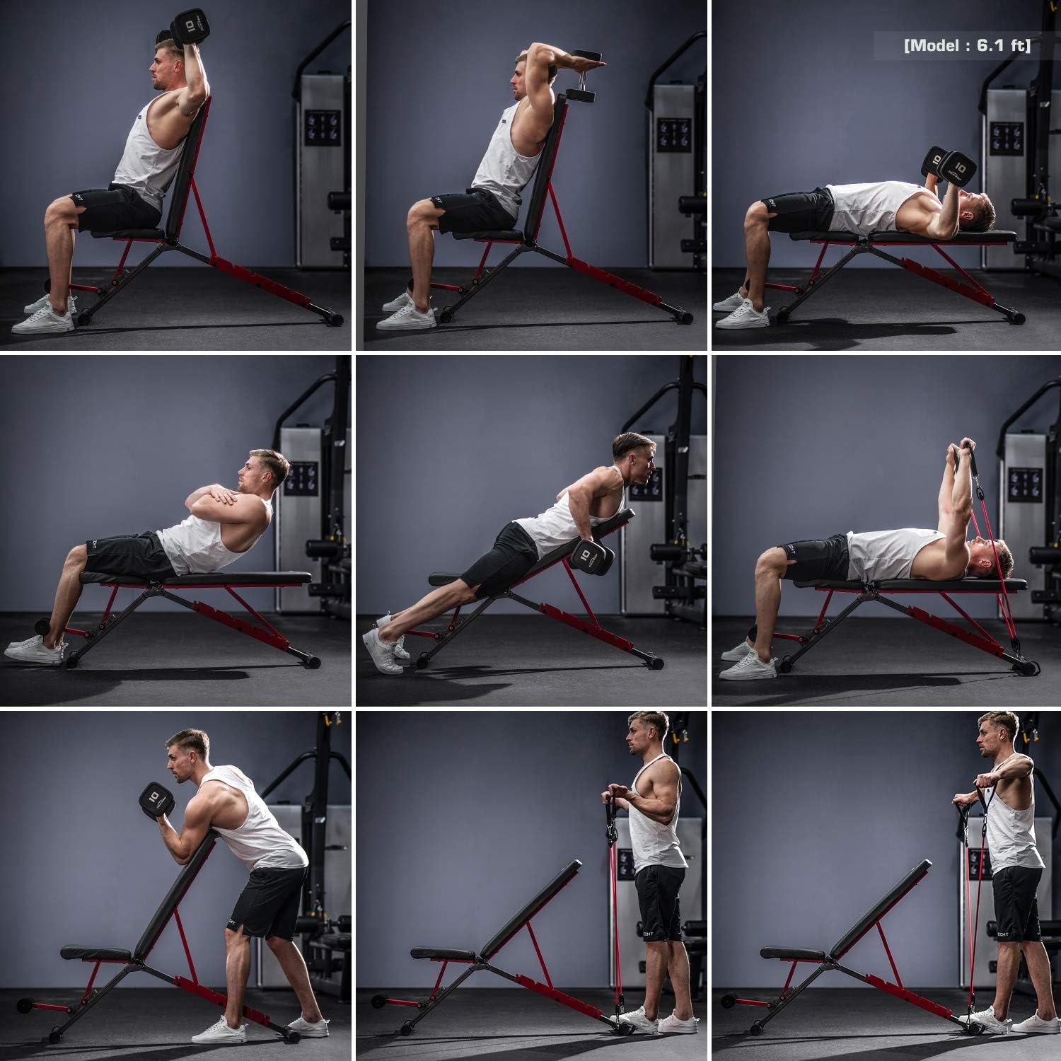 pelpo Adjustable Weight Bench for Strength Training, Foldable Full Body Workout Bench for Home Gym Bench Press, Gray Frame : Everything Else