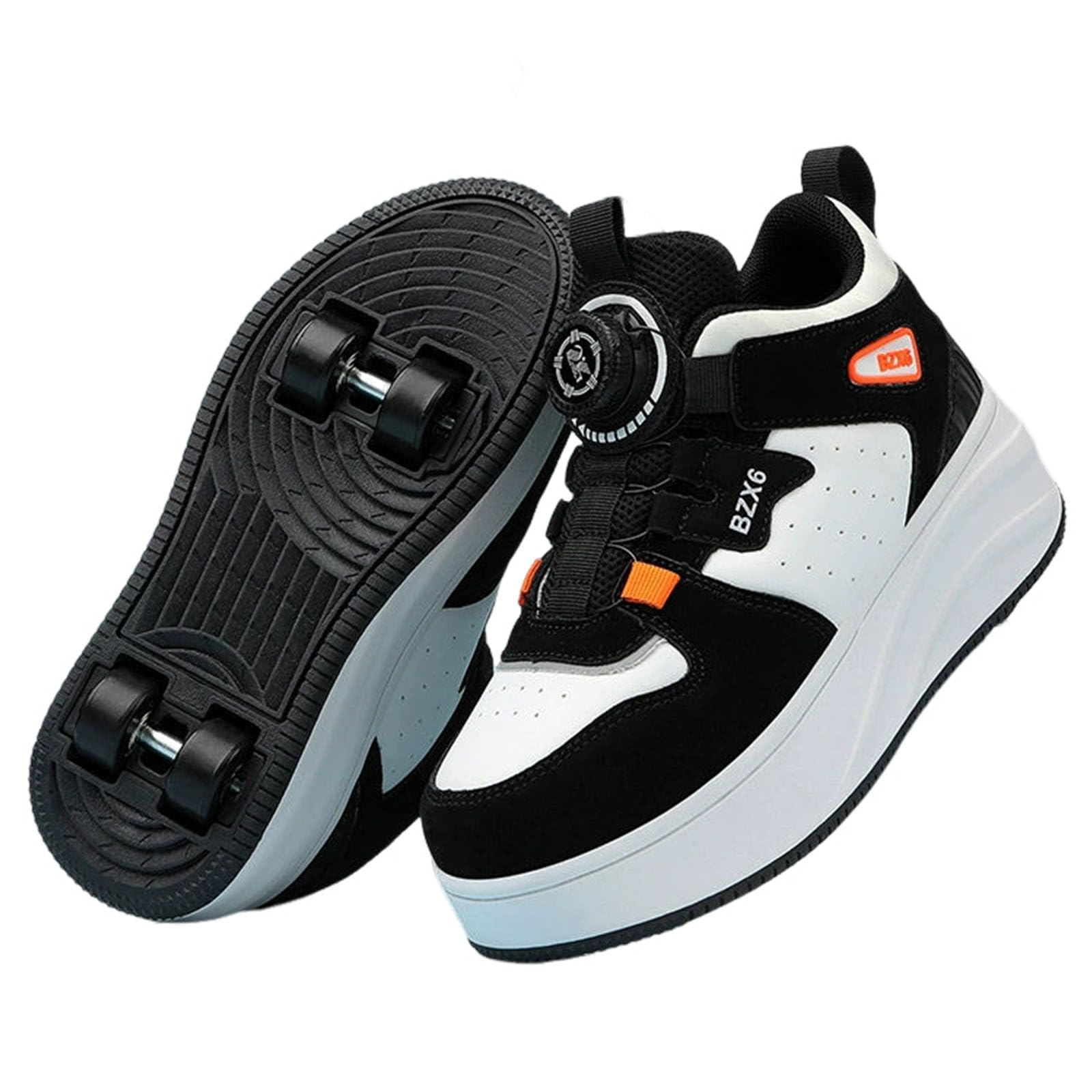 Surwin Schuhe mit Rollen Kinder Mädchen Jungen, Drehschnalle Halbhoher Turnschuhe mit 4 Rollen Rollschuhe Schuhe Skateboardschuhe Roller Skate Shoes Rollschuhe Sneaker