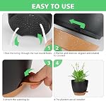 Set de planteur d'eau autonome, 5Pack Petits pots de plantes en plastique avec trous de drainage et soucoupes, Modern 7+6.5+6+5.5+5 INCH Set de pots de fleurs pour plantes d'extérieur intérieur - noir
