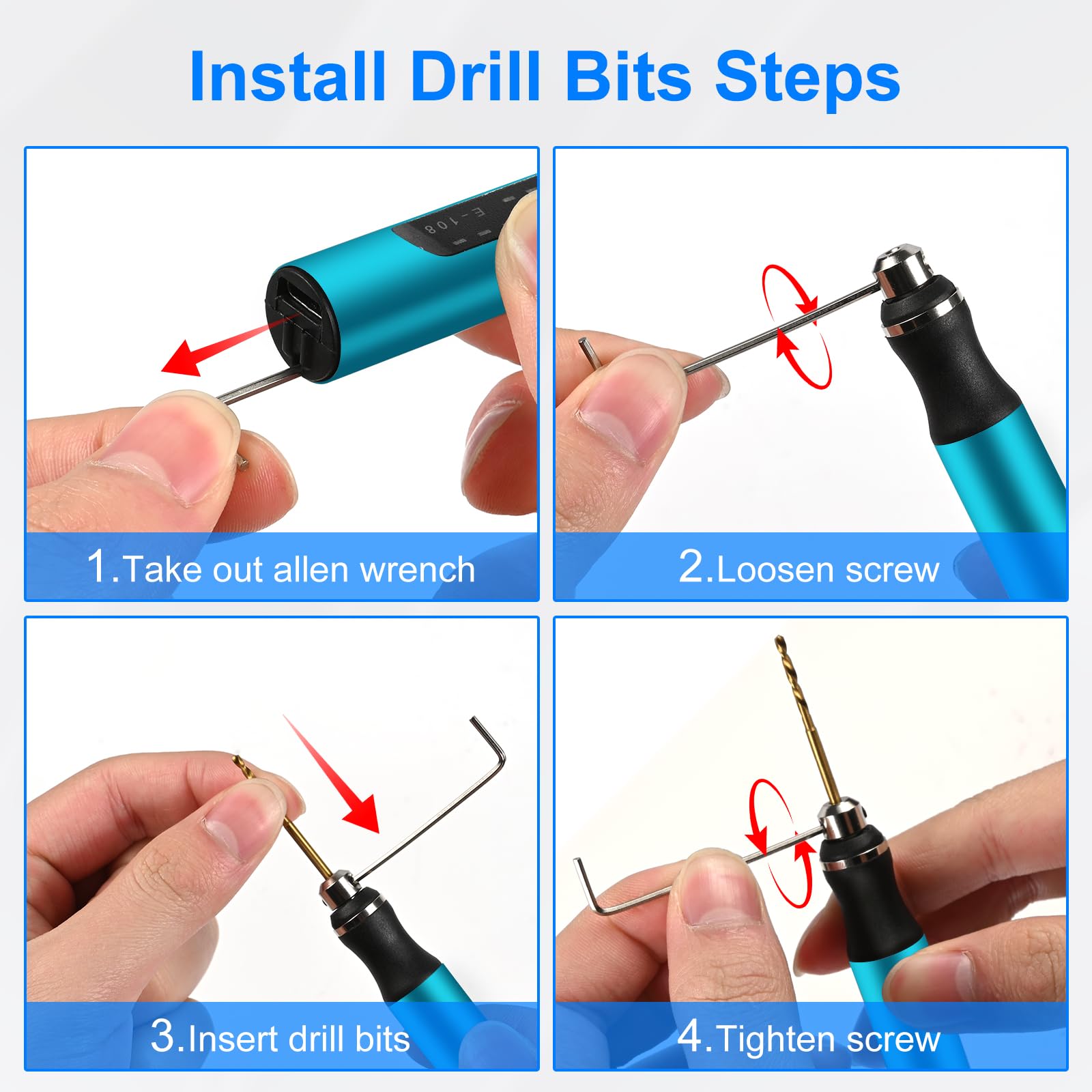 Comius Sharp Mini Trapano Elettrico a 3 Velocità, DIY Drill Pen Set con 10 Trapano Elicoidale (0.6-2.2 mm), USB Ricaricabile, Set di Punte per Resina, Plastica, Legno, Circuiti (Blu)