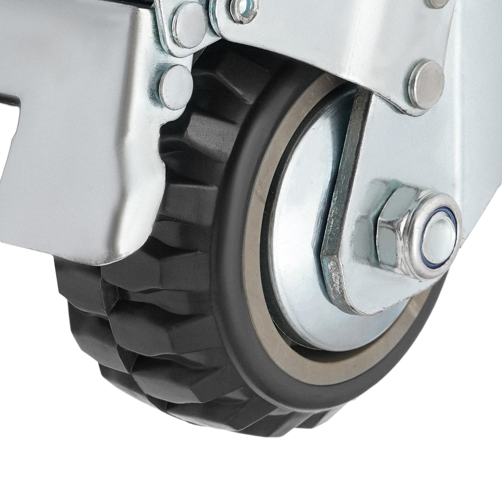 Ruote da 4 pollici, capacità di carico 600 kg, ruote per mobili con freni, cuscinetti a doppia sfera 6062, pneumatici in poliuretano, antiscivolo, piastra di base universale