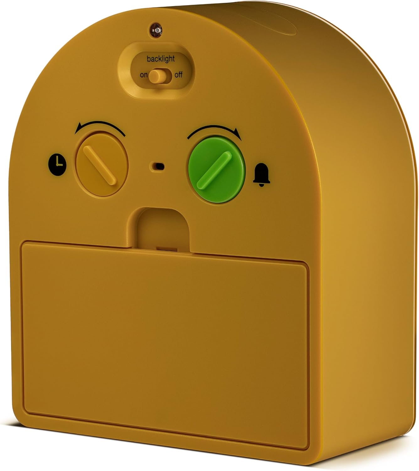 Braun Classic Analogue Alarm Clock with Snooze and Continuous Backlight, Quiet Quartz Movement, Easy to Read Dial, Crescendo Beep Alarm in Yellow, Model BC22Y.