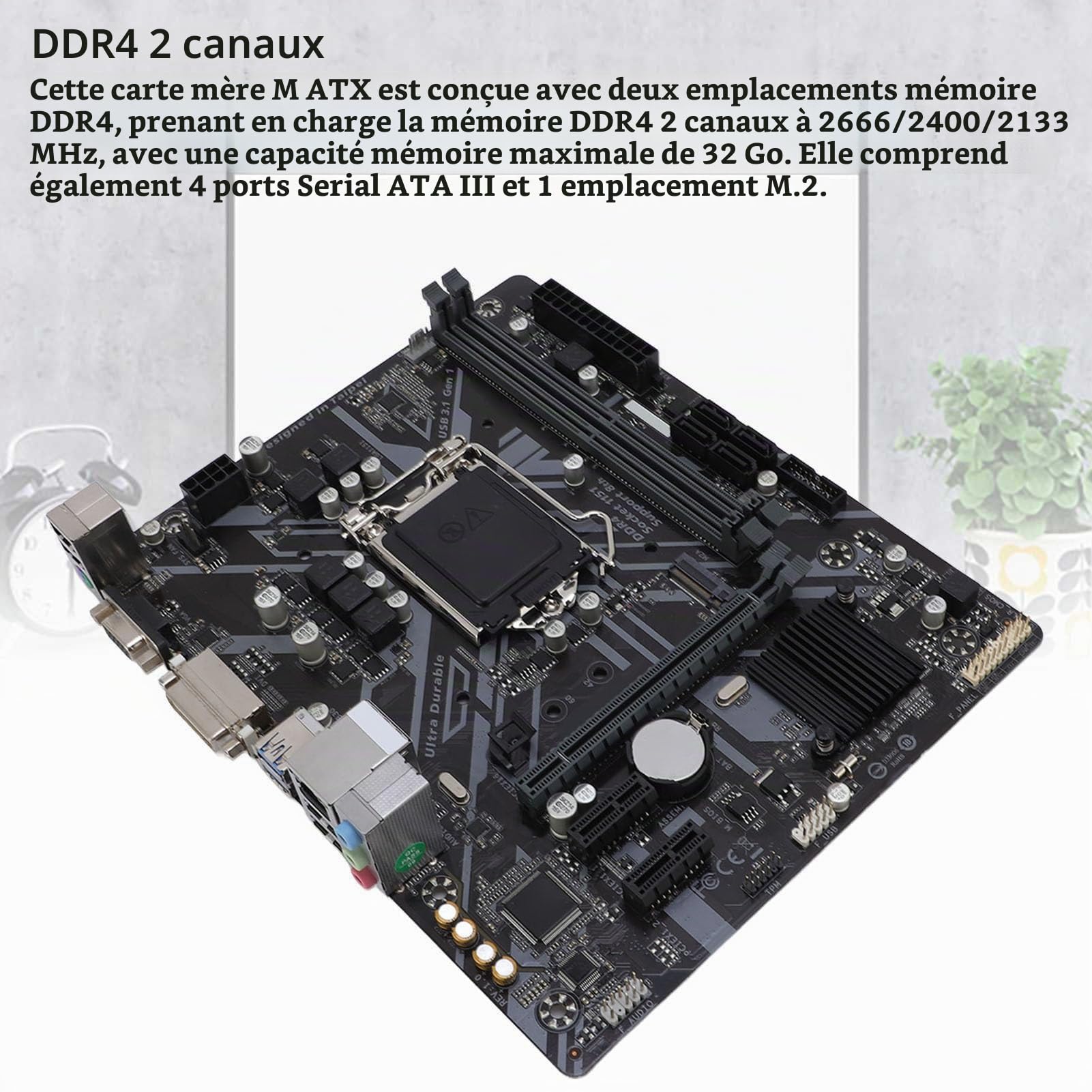 H310M-D2VX-SI 2.0 Motherboard M-ATX, LGA 1151, 2 Canaux DDR4, M.2, SATA III, DVI & VGA Sorties, PCI-E 3.0 pour 8e Génération I7 / I5 / I3 CPUs CPUs Core