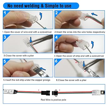 3 Pin LED Strip Connector Kit 10 Pack with 5 Pairs JST SM
