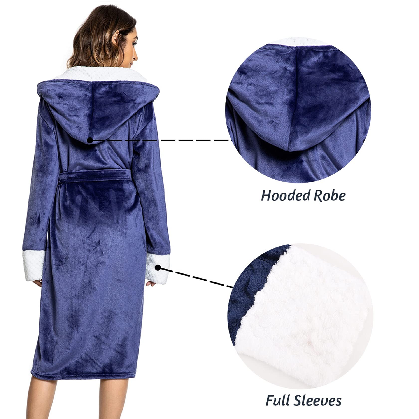 Tuopuda Accappatoio Donna con Cappuccio 2 Tasche Pigiama Kimono Vestaglia Camicia da Notte con Cintura Scollo a V Camice da Notte Nightdress per Sposa al Nubilato/Matrimoni/Feste