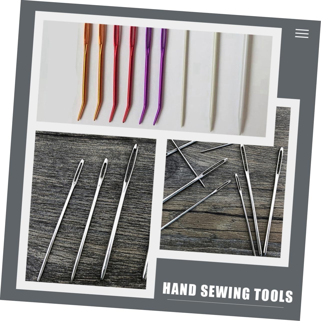 TEHAUX 2sets Hand Sewing Needles and Knitting Tools Including Curved Needles and Threading Tools for Knitting Projects Sweaters and Accessories