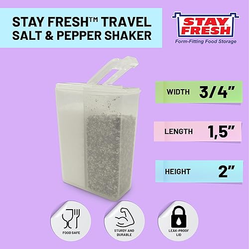 Miniatura 2 de Stay Fresh - Salero y pimentero de viaje - Mini salero y pimentero de viaje - Coctelero de especias portátil y recargable para camping, viajes o