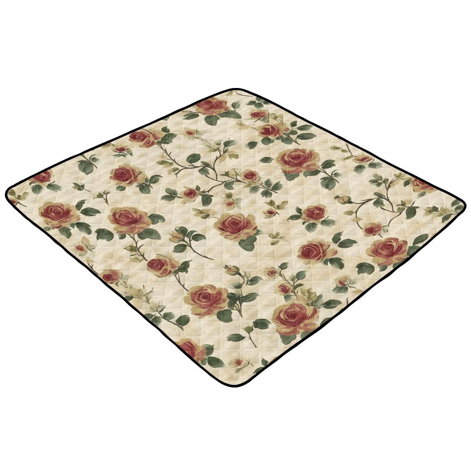 BOESI Graffiti Vintage Floral Pattern Baby Play Mat, 50“ X 50” Washable Folding Crawling Mat, Baby Floor Mat, Soft, Thick, Non-Slip