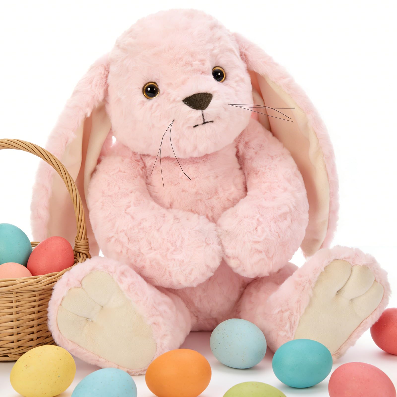 MorisMos 45cm Hase Kuscheltier XXL, groß hase plüschtier stofftier, Geburtstag Ostern Geschenk für Kinder Baby Mädchen als Ostern deko Puppe