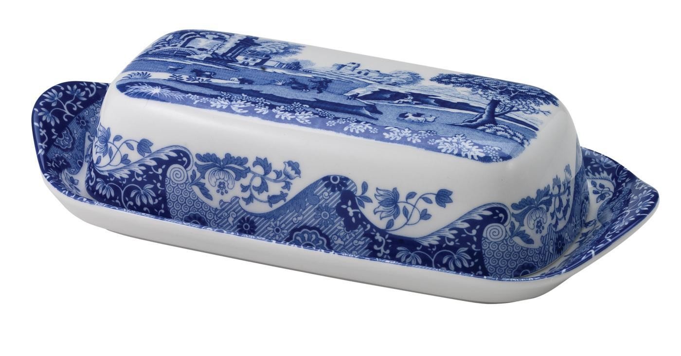 Blue Italian Covered Butter Dish (Blue, White), #REF!