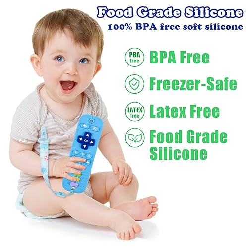 Miniatura 3 de Juguetes de dentición de silicona para bebés, juguetes de dentición para bebés de 0 a 24 meses, mordedor remoto para bebé, juguetes mordedores para