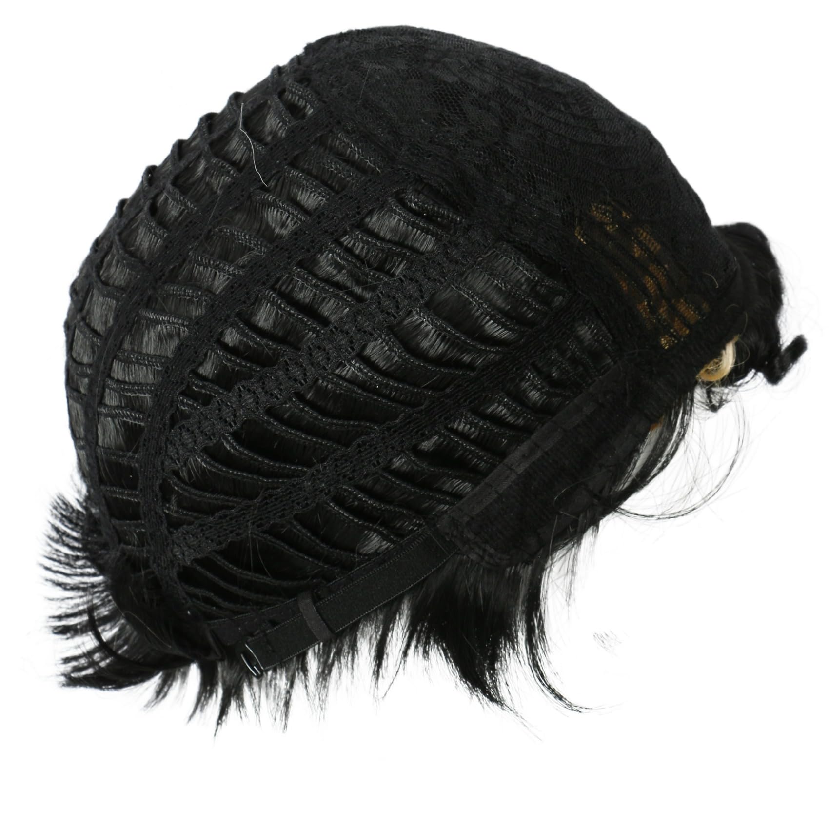 Linfairy Short 80's Costumes Men's Disco Dirt Bag Wig (Black Yellow) - Image 4