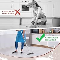 Vista 6 de Grout Brush with Long Handle, 2 in 1 Floor Scrub Brush with Squeegee, Shower Scrubber Cleaner Swivel Stiff Bristle for Cleaning Baseboards Tile