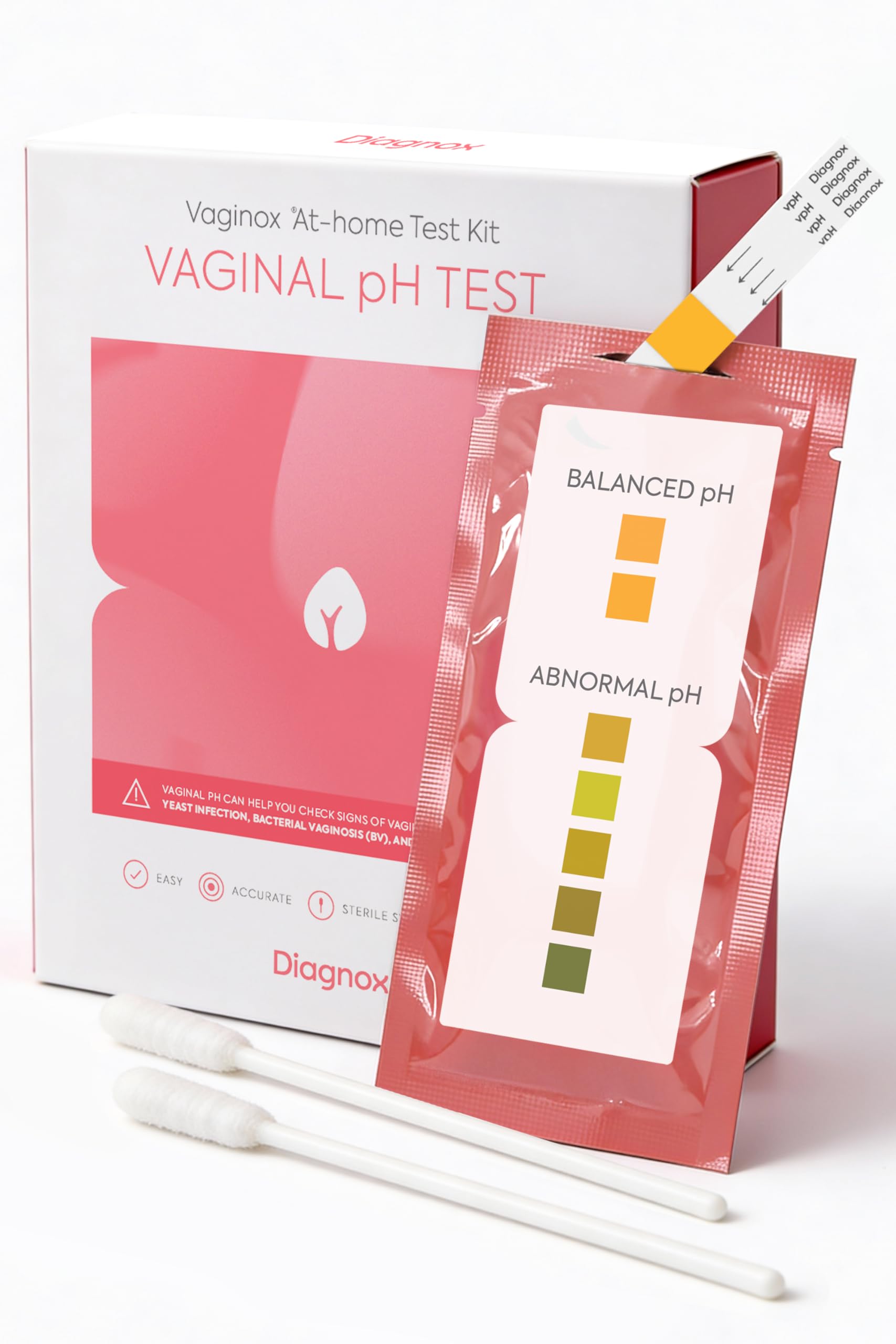 Diagnox Health at Home Vaginal pH Test Strips for Women, Early Detection of Feminine pH Imbalances, Individually Packaged & Easy to Use BV Test, Pack of 10
