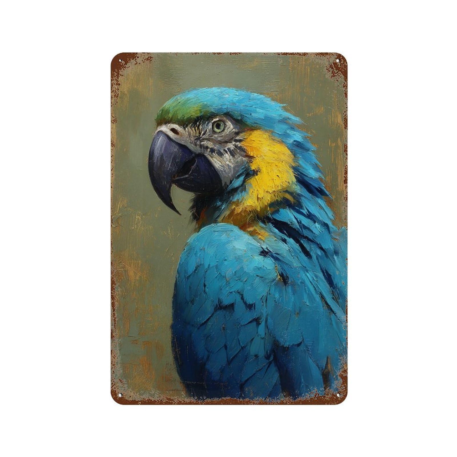 Retro Metal Sign Colorful Parrot Artwork -1 11.8"x7.9", Decorative Metal Wall Art for Pub, Kitchen And Man Cave Decor