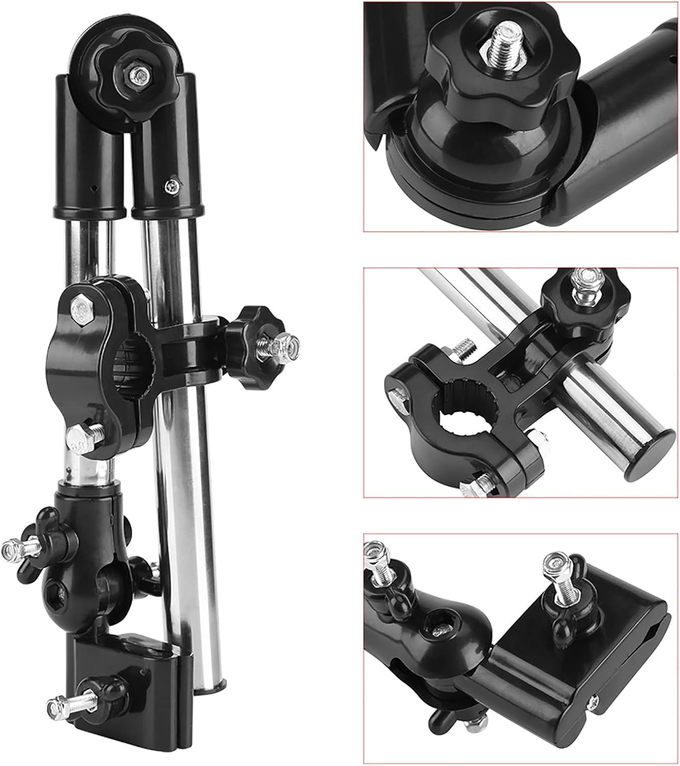 Umbrella Mount Holder, 360° Adjustable Umbrella Holder for Stroller, Hole Diameter,Umbrella Clamp Bike Umbrella Stretch Mount Stand Holder for Baby Stroller, Wheelchair, Walker, Rollator