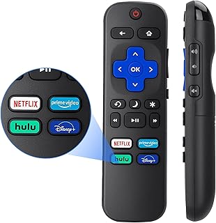 Pack of 2 Replaced Remote Control for Roku TVs, Compatible with TCL/Hisense/Onn/Insignia/Sharp/Westinghouse/Element/JVC Roku Smart TV, Replacement Remote with Netflix/Disney+/Hulu/Prime Video Buttons