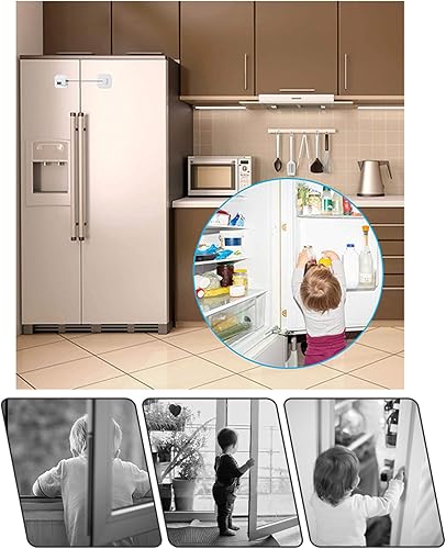 Miniatura 5 de FKTUV Cerradura de refrigerador, cerradura de combinación para gabinetes de refrigerador, cerradura de refrigerador resistente, cerraduras de