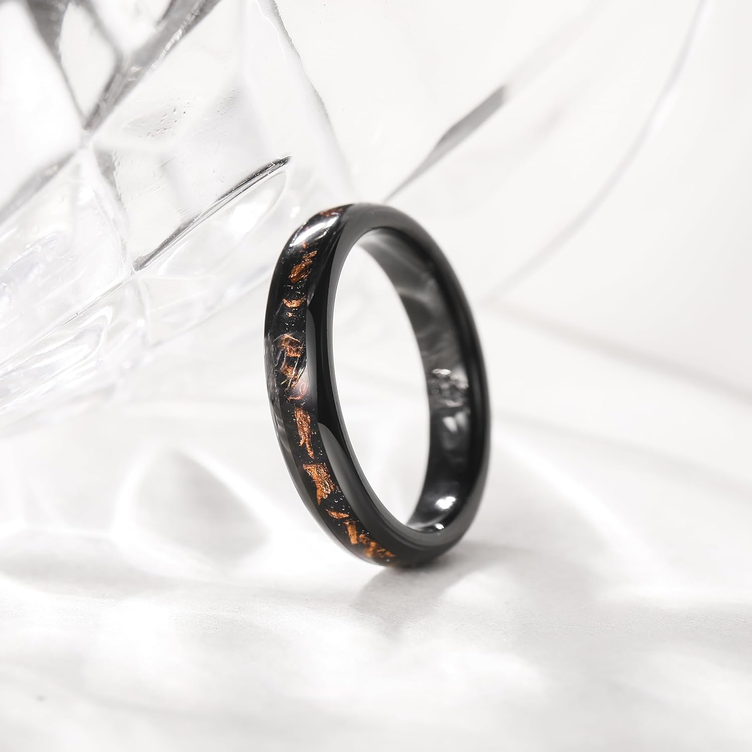 THREE KEYS JEWELRY Tungsten Rings for Women Wedding Band with Opal Stone Foils Inlay Unisex Engagement Ring Domed Polish