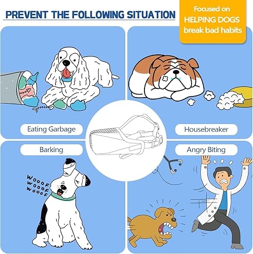 Miniatura 8 de PAWFUN Bozal para perro, de malla suave que no ladra para perros pequeños, medianos y grandes, protector bucal transpirable para perros, bozal