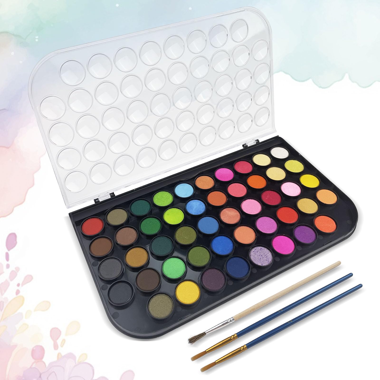 Maxentico Acuarelas, Profesionales Watercolor Kit, Paleta Lavables Niños Infantiles Años Aquarelle, Set de Viaje de Acuarela, 48 Colores en Caja Portátil, para Artístas de Todos Los Niveles