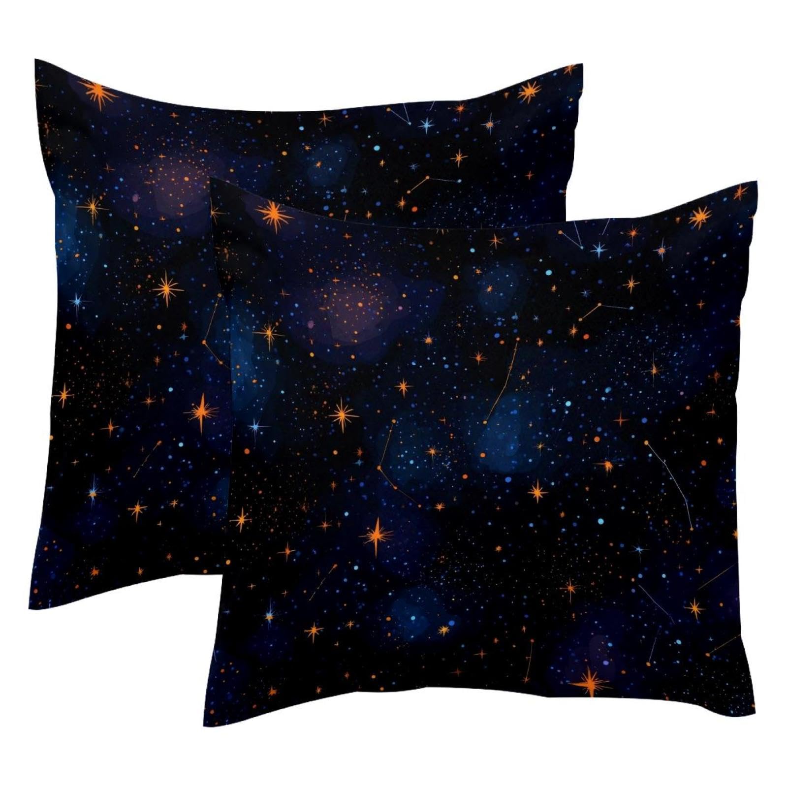 Housses de coussin en velours 50x50 cm motif ciel étoilé pour salon