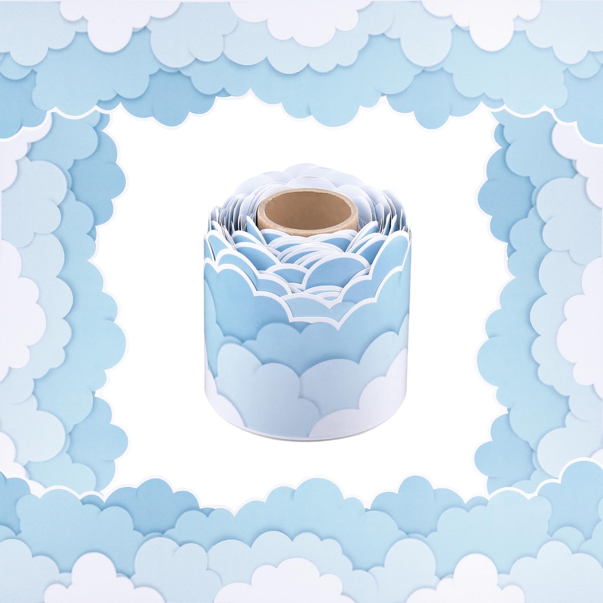 BB Hapeayou Bulletin Board Border 65.6ft Classroom Blackboard Decoration for School/Office/Party (Cloud)