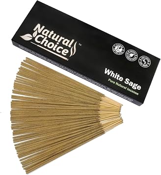 Natural Choice White Sage Incense Sticks 100 Grams, Low Smoke Traditional Incense Sticks Made from Scratch, Never Dipped