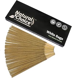 Natural Choice White Sage Incense Sticks 100 Grams, Low Smoke Traditional Incense Sticks Made from Scratch, Never Dipped (White SAGE, Single Pack)