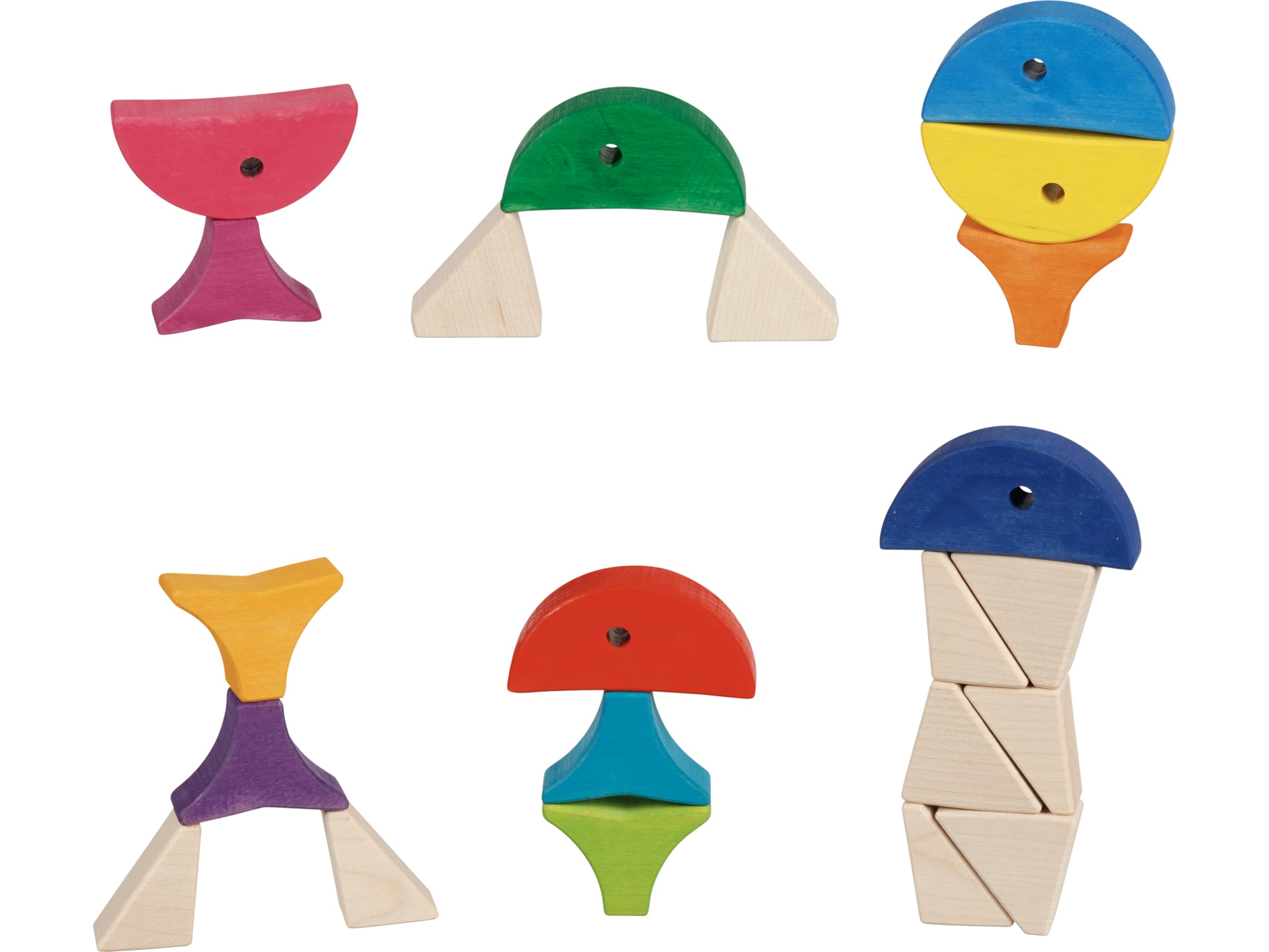 Legespiel und Bausteinkasten 6 bunte Fische: 34 x 14 x 3 cm, Holz, 24 Teile, per Stück