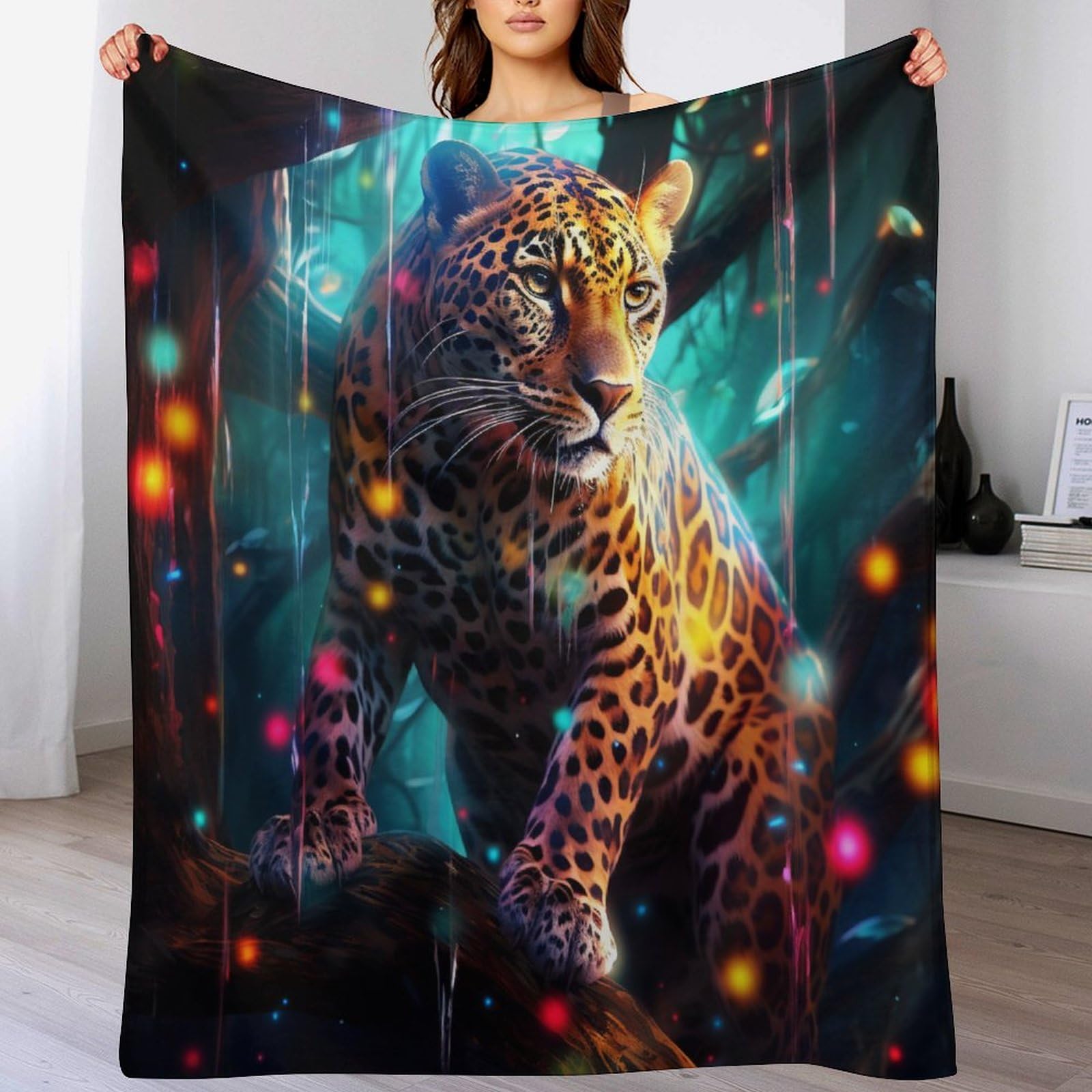 Manta de franela de leopardo para tardes de sofa y decoracion de dormitorio