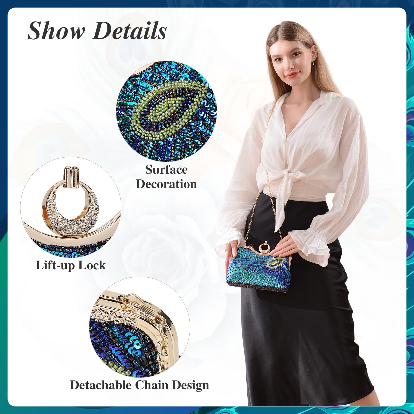 BAIGIO Borsa da sera con paillettes da donna