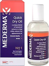 Mederma Óleo de secagem rápida, tratamento de cicatrizes e estrias, ajuda a melhorar a aparência de cicatrizes e estrias, com extratos botânicos naturais, sem parabenos, rápida absorção, 60 ml