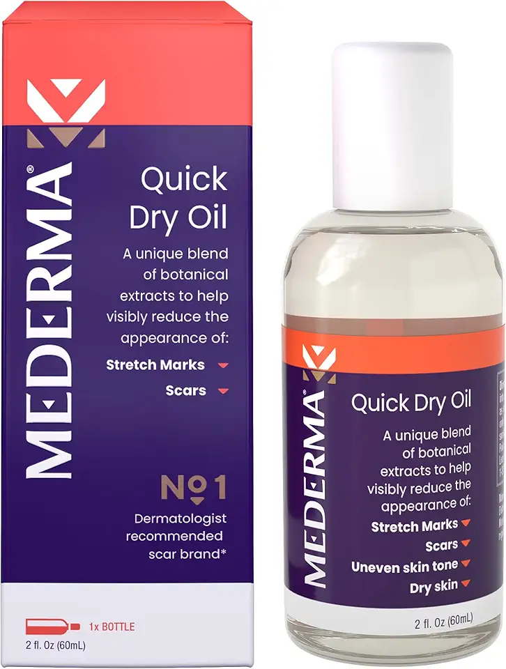 Mederma Óleo de secagem rápida, tratamento de cicatrizes e estrias, ajuda a melhorar a aparência de cicatrizes e estrias, com extratos botânicos naturais, sem parabenos, rápida absorção, 60 ml