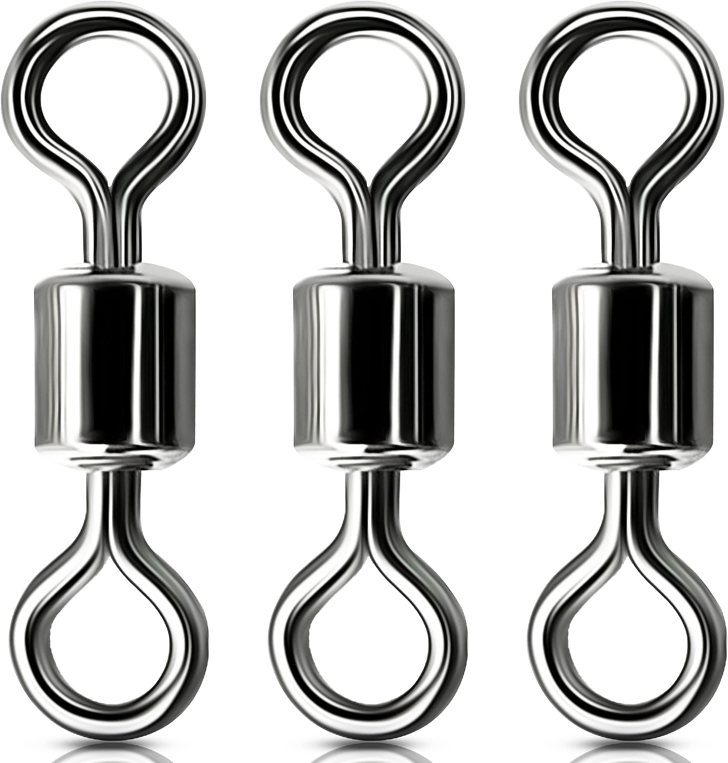 OROOTLStainless Steel Fishing Rolling Swivel, 100pcs High Strength Fishing Swivels Black Nickle with Rolling Solid Rings Fishing Connectors Size 2#-10#,1/0-12/0