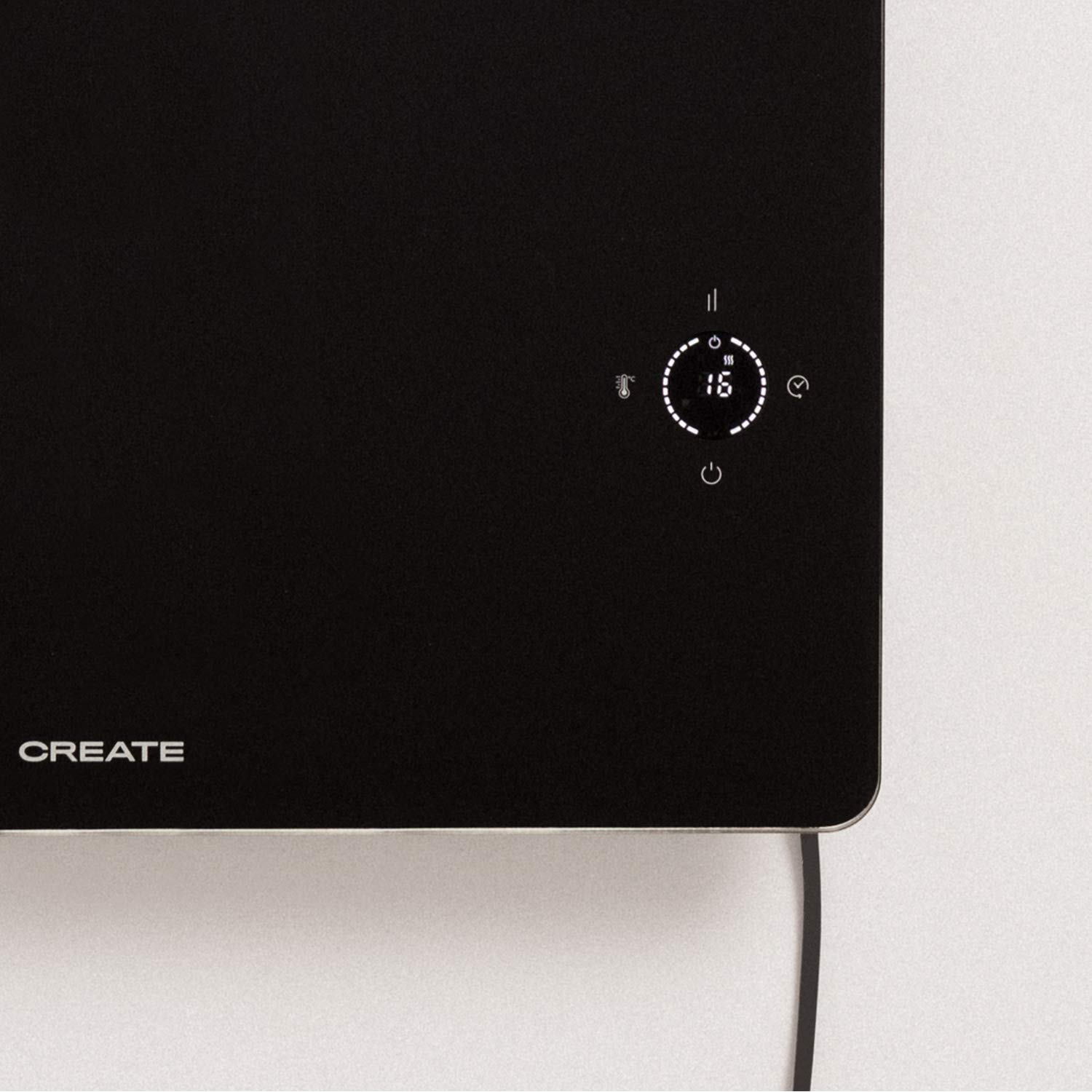 Create/Warm Towel Crystal 600W/Sèche-serviettes électrique en Verre avec WiFi,Noir/ 2 Porte-Serviettes,écran LED,Protection IP24