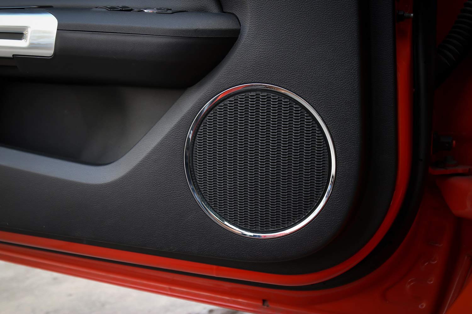 2Pcs Door Speaker Decoration Ring Interior Trim Fit for Ford Mustang 2015-2020 (Carbon Fiber Grain)
