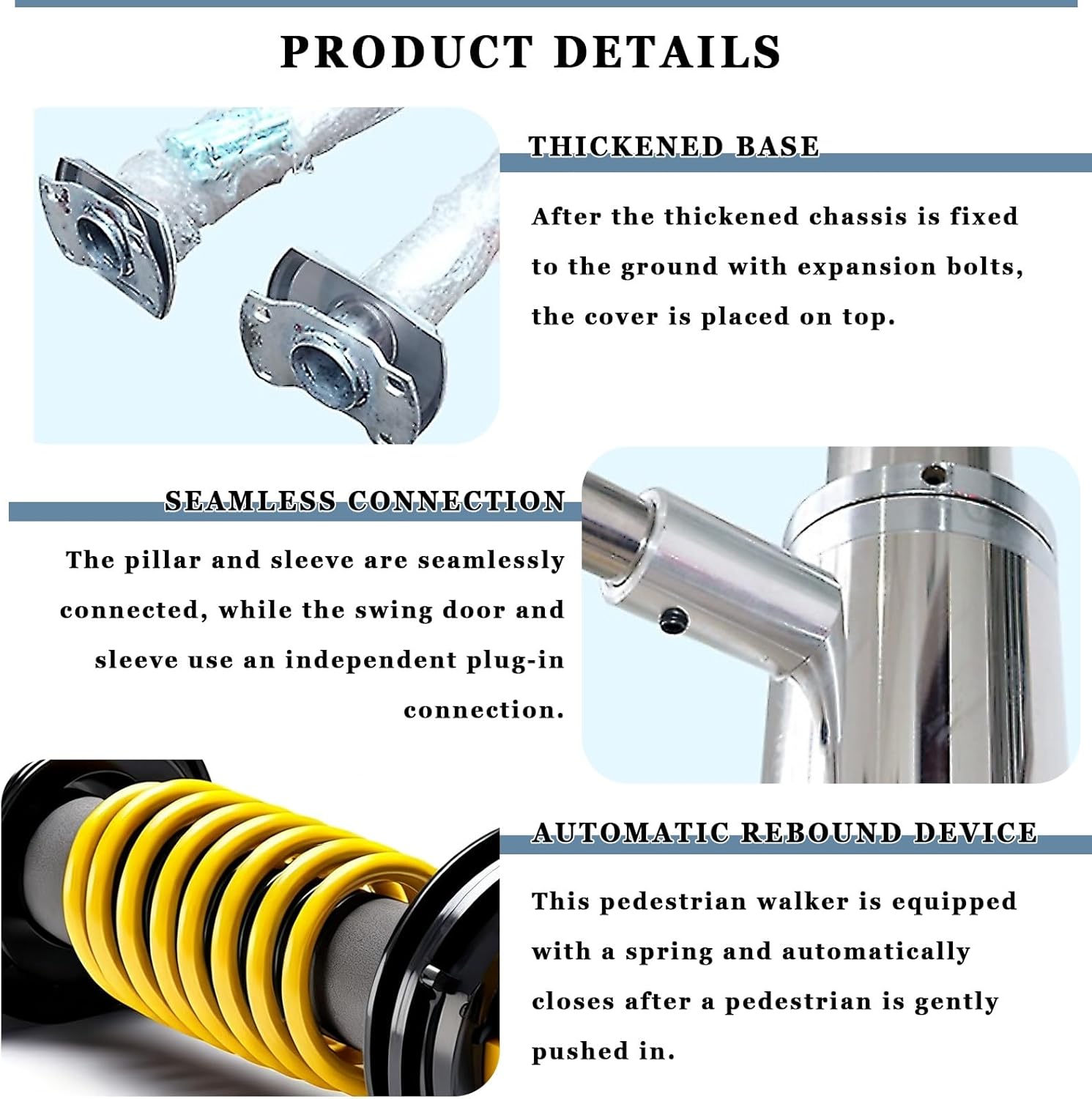 Automatic Single Swing Gate Unidirectional Entry Door Spring-Loaded Automatic Swing Gate Self-Closing Gate for Market 160cm x 102cm Design