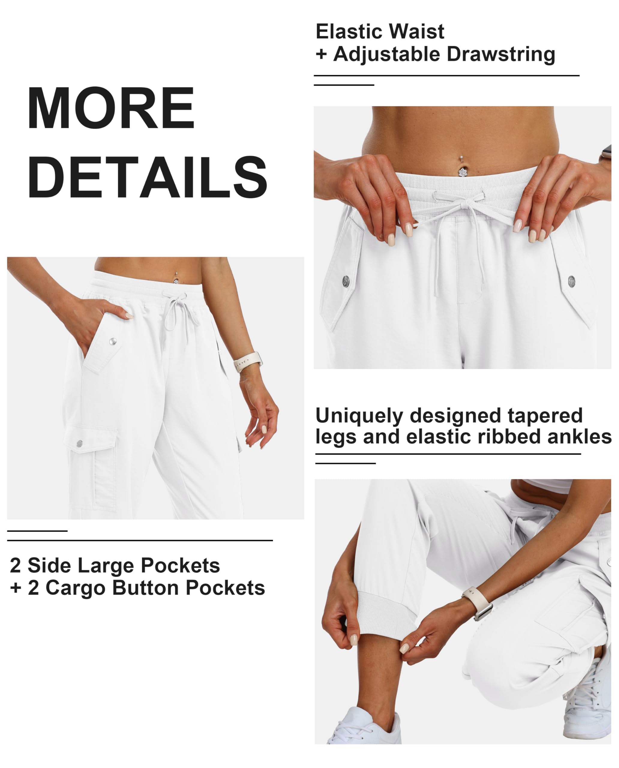 JINSHI Hosen Damen Cargohose Wanderhose Leichte Jogginghose Freizeithose Funktionshose Outdoorhose mit Taschen